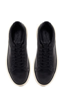 Male Black Lace-Up Thick-Soled Leather Sneaker | Derimod