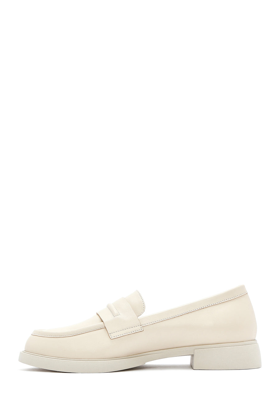 Women's Cream Leather Masculine Loafer