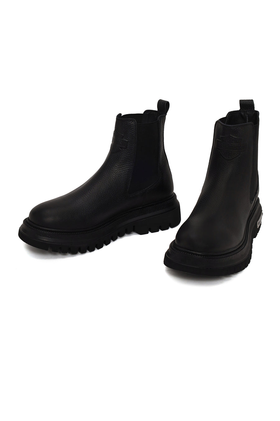 Harley Davidson Male Gray 12011 Thick-Soled Leather Chelsea Boots