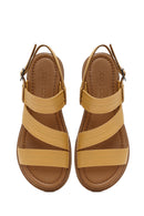 Women's Yellow Ankle Buckle Leather Sandals | Derimod
