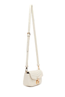 Woman Cream Long-Strap Quilted Mini Crossbody Bag | Derimod