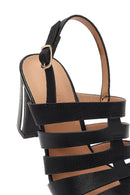 Women's Black Ankle Buckle Thick Heel Sandals | Derimod