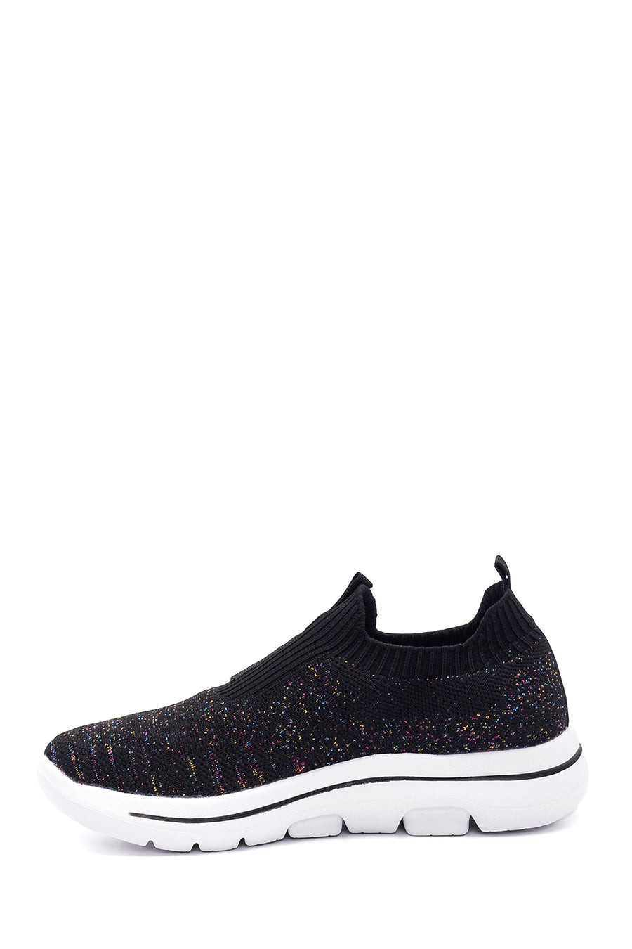 Women's Black Patterned Fabric Sneaker