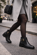Woman Black Zip Closure Buckled Boots | Derimod