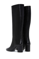 Women's Black Leather Thick Heeled Boots | Derimod