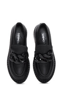Kadın Siyah Deri Zincir Detaylı Loafer | Derimod