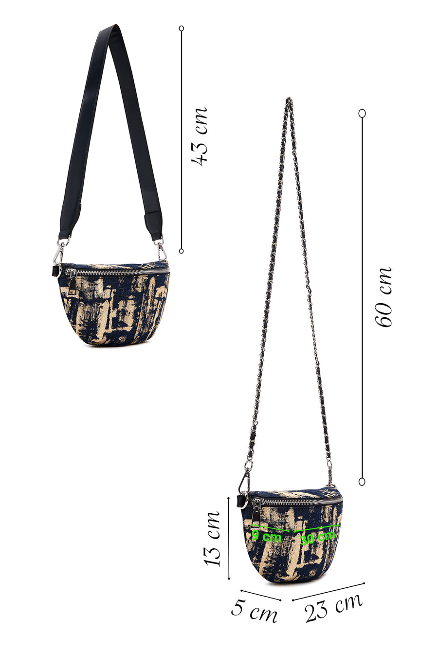 Women's Blue Long Strap Fabric Crossbody Bag