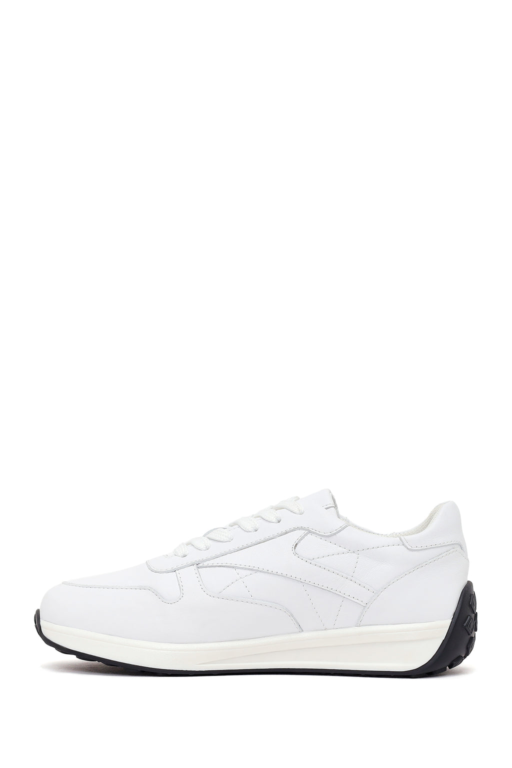 Kadın Beyaz Bağcıklı Deri Sneaker