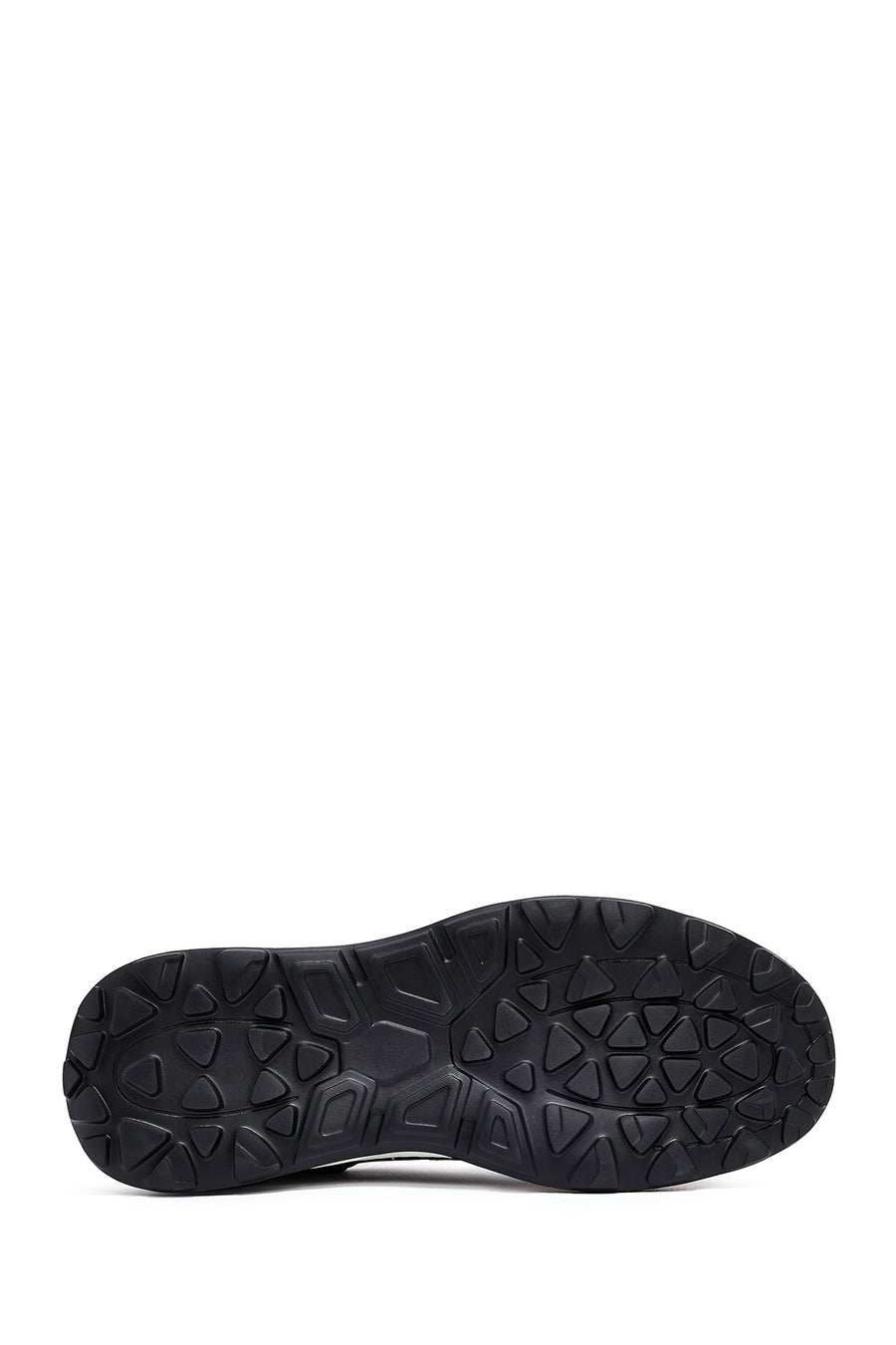 Men's Black Lace-up Thick-Sole Leather Sneaker