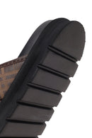Men's Brown Patterned Leather Slippers | Derimod