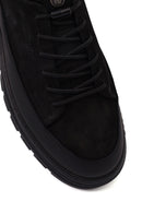 Erkek Siyah Bağcıklı Nubuk Deri Sneaker | Derimod