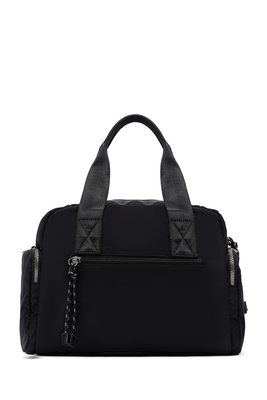 Women's Black Long Strap Accessory Detailed Fabric Handbag