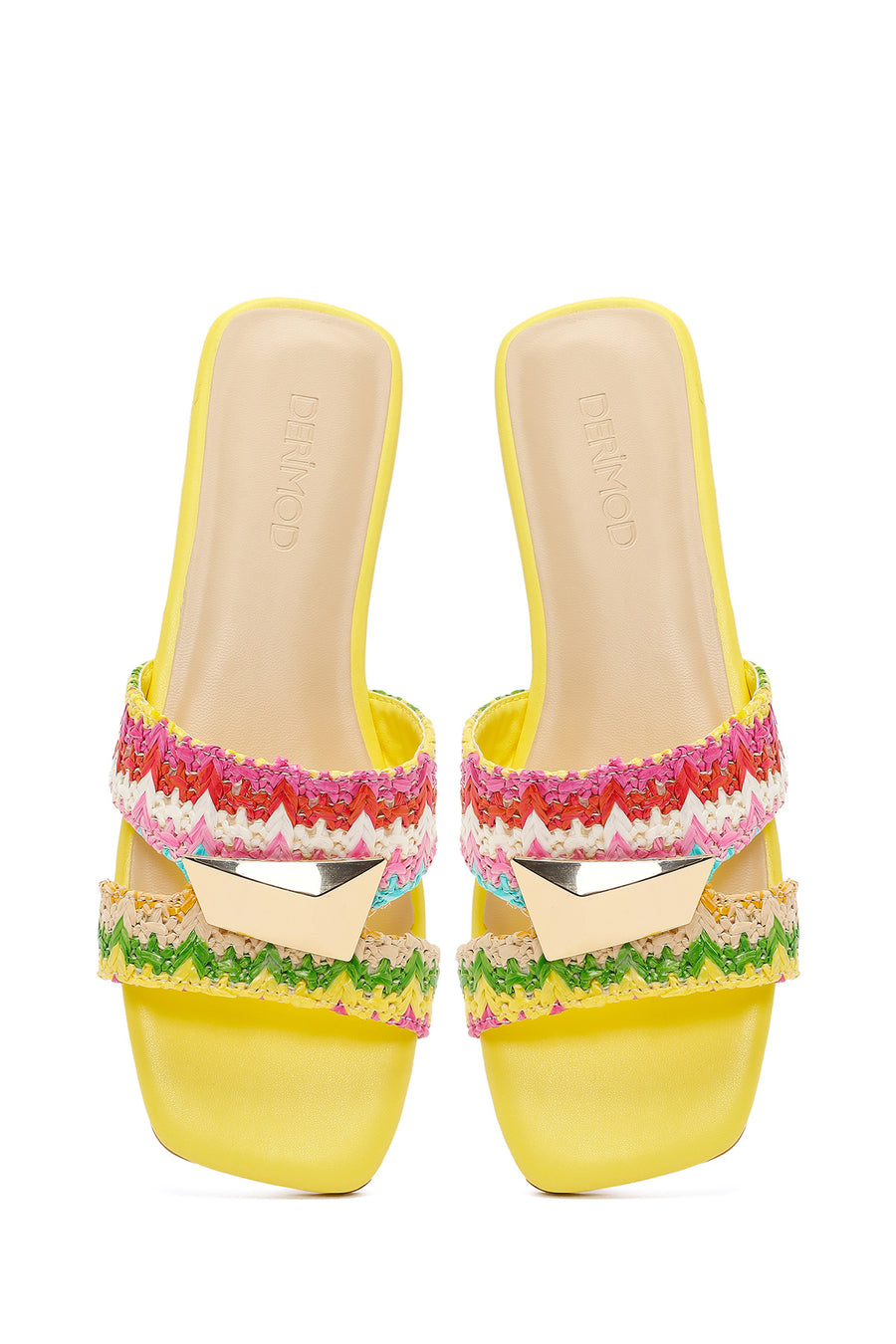 Women's Yellow Straw Slippers