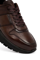 Erkek Kahverengi Bağcıklı Deri Casual Sneaker | Derimod