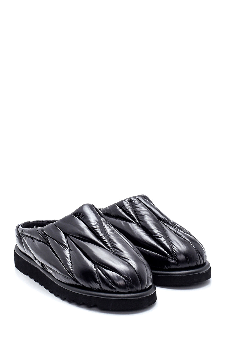 Women's Leather Puffy Slippers