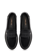 Woman Black Leather Masculine Loafer | Derimod