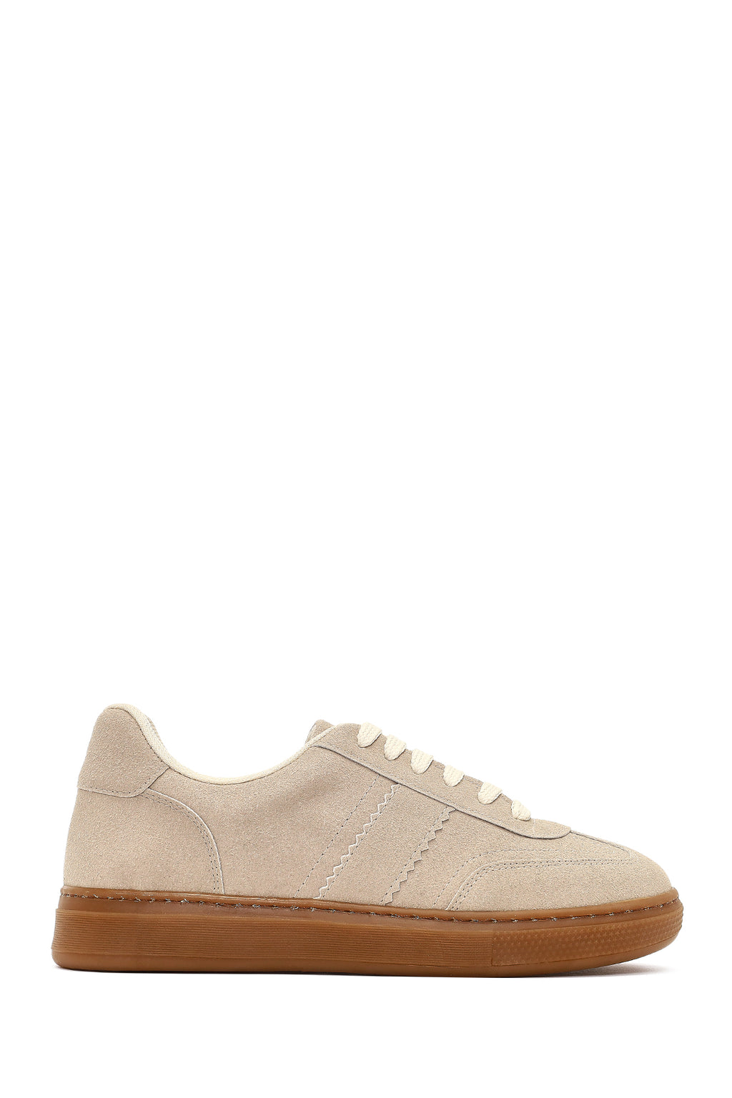 Kadın Bej Bağcıklı Süet Sneaker