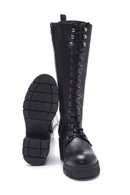 Women's Black Zippered Lace Up Boots | Derimod