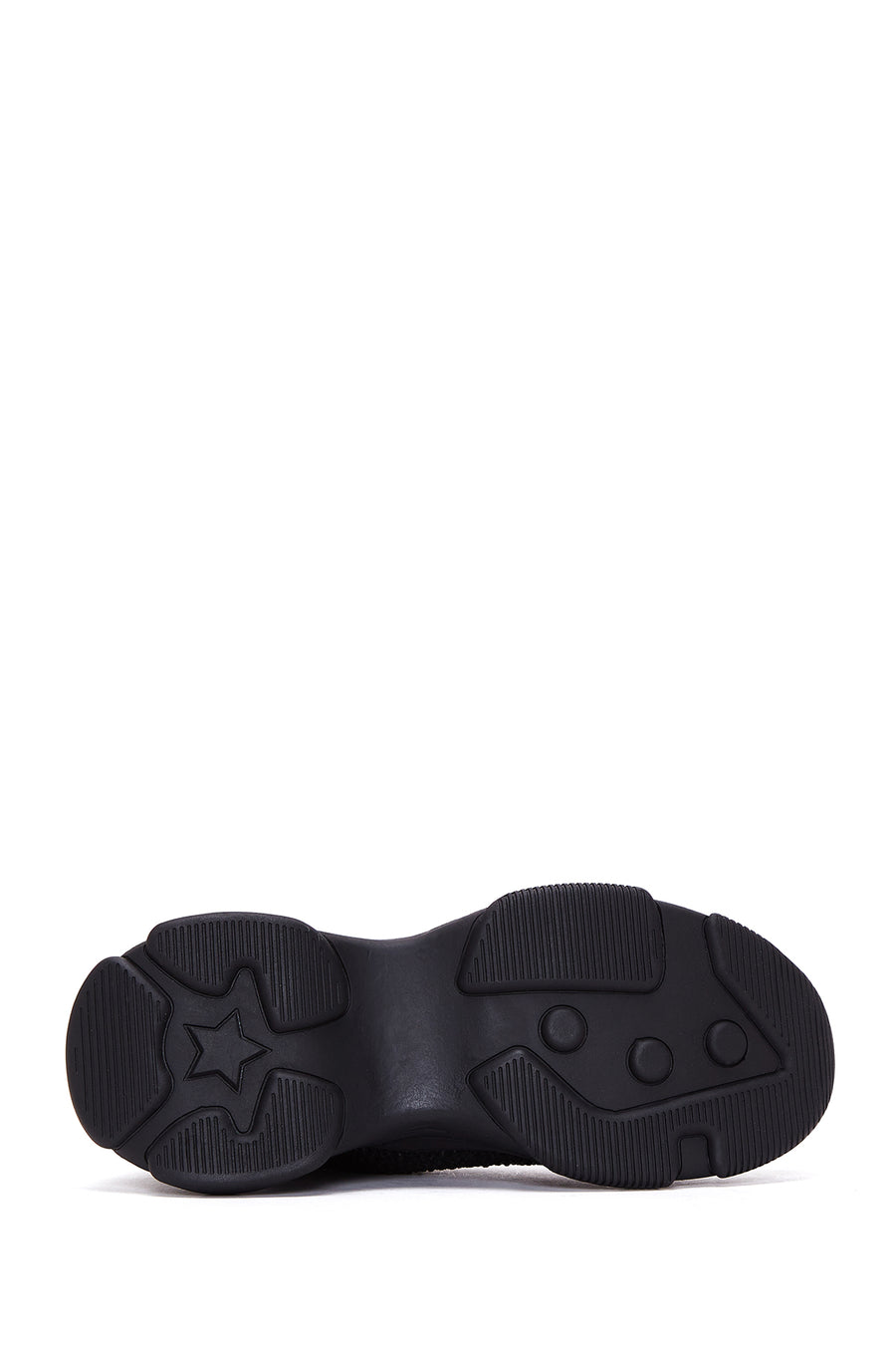 Women's Black Stone Thick Soled Sneaker
