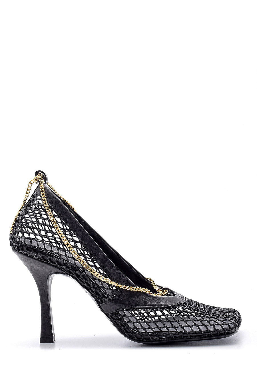 Women's Chain Detailed Square Toe Heeled Shoes 20SFD24166F | Derimod
