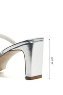 Women's Silver Stone Heeled Slippers | Derimod