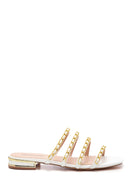 Women's White Chain Detailed Flat Slippers | Derimod