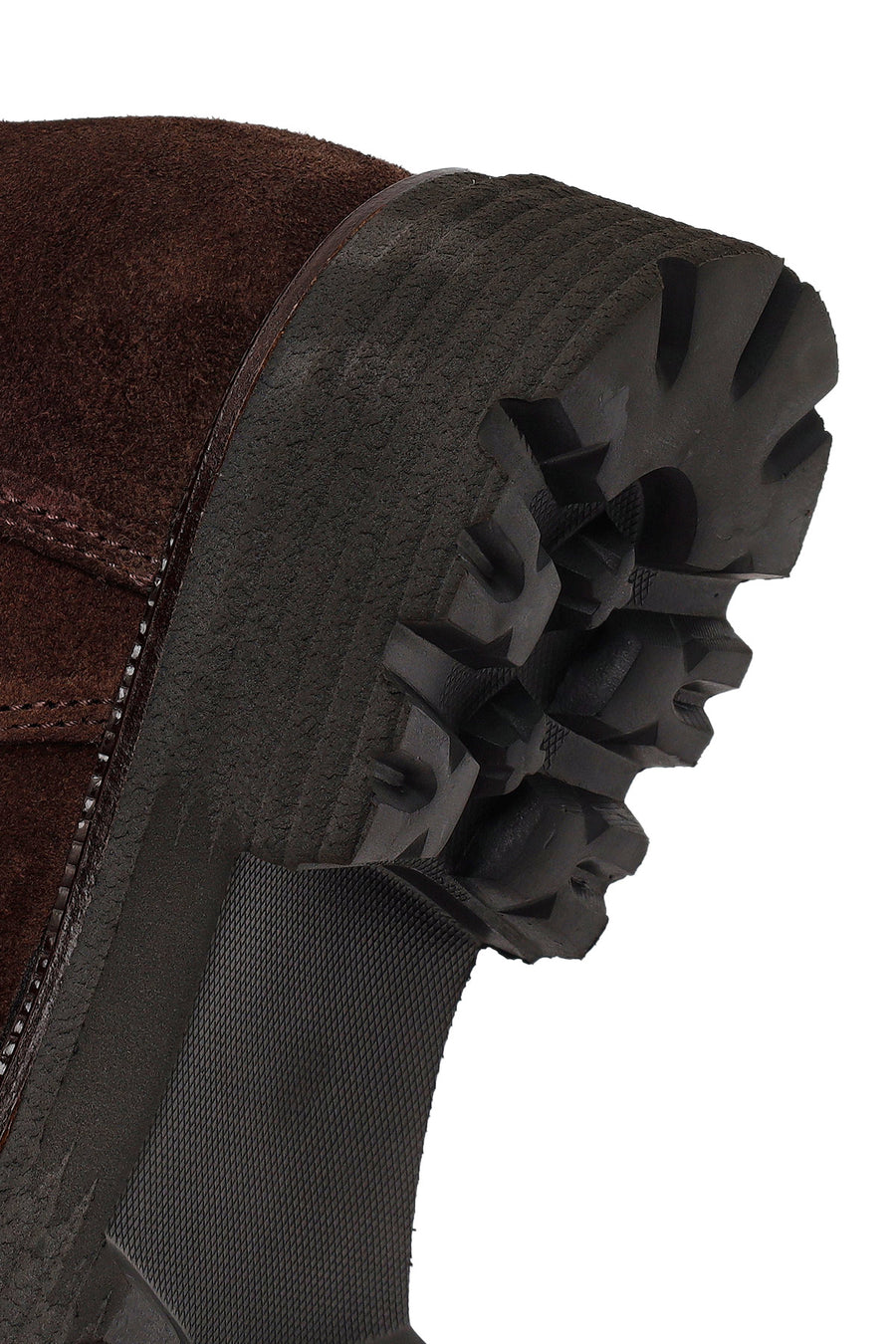Woman Brown Lace-Up Zip Closure Suede Combat Boots
