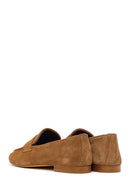 Women's Tan Suede Leather Masculine Loafer | Derimod