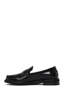 Woman Black Leather Masculine Loafer | Derimod
