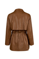 Sienna Woman Brown Oversize Leather Coat | Derimod