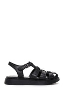 Women's Black Ankle Strap Leather Comfort Sandals | Derimod