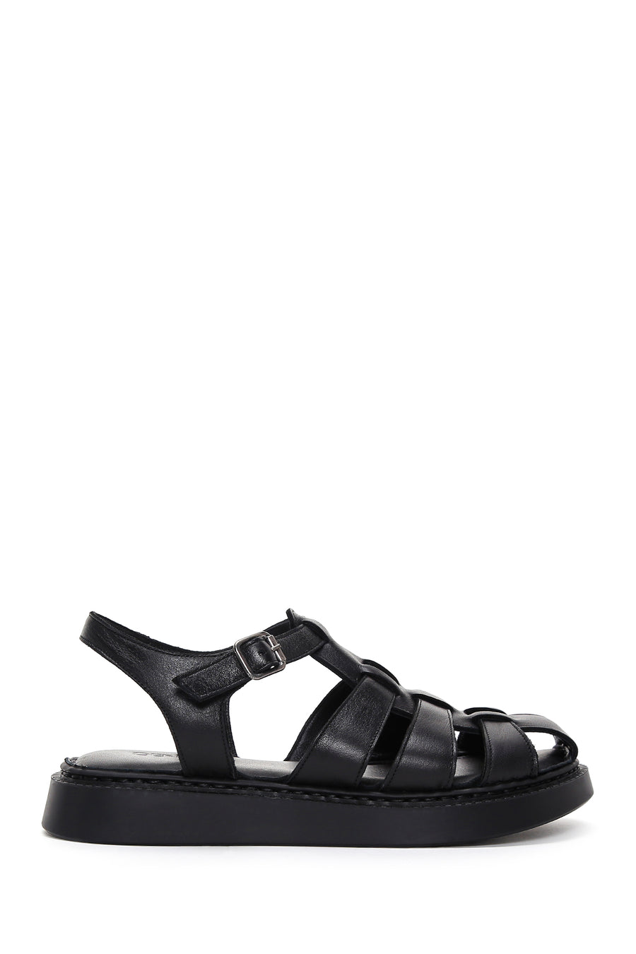 Women's Black Ankle Strap Leather Comfort Sandals 24SFD340518 | Derimod