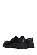 Women's Black Leather Masculine Loafer | Derimod