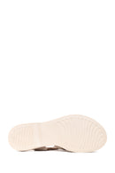 Woman Beige Ankle-Buckle Suede Leather Sandals | Derimod