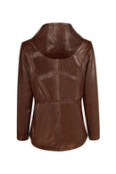 Susan Woman Brown Hooded Leather Coats | Derimod