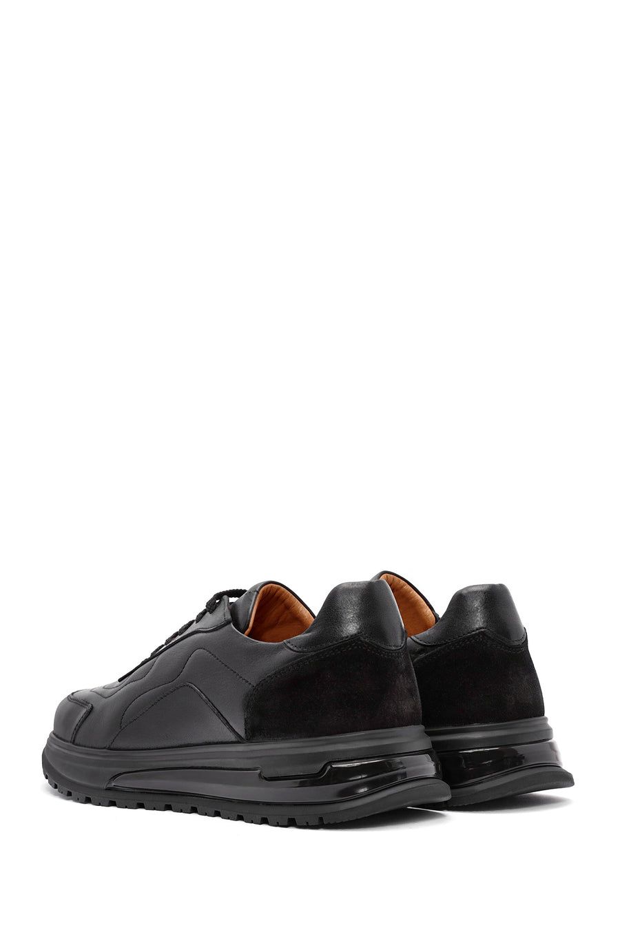 Men's Black Lace-up Leather Sneaker