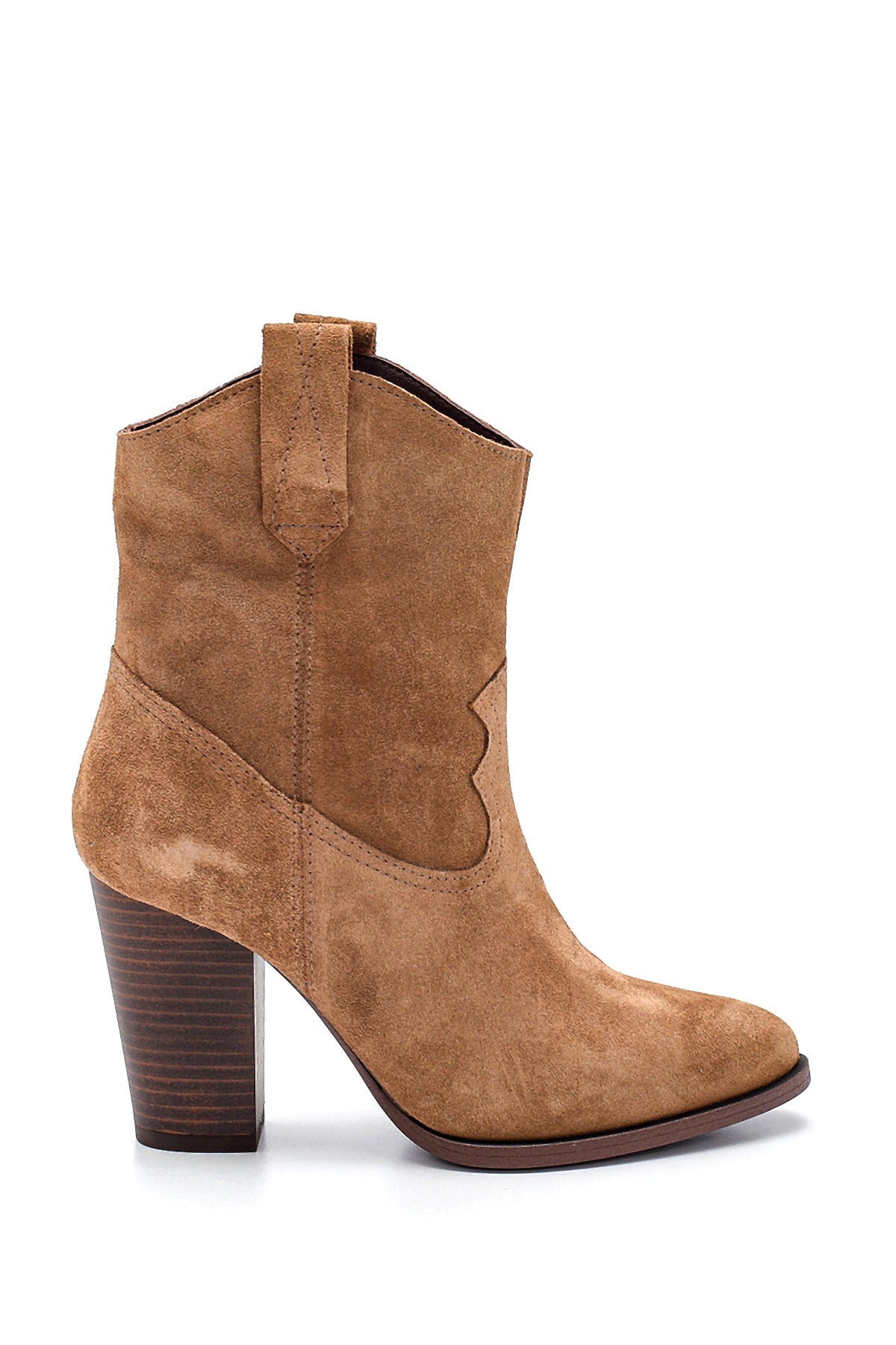 Women's Suede Leather Heeled Boots 21WFD150510 | Derimod