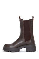 Women's Brown Leather Thick Soled Chelsea Boots | Derimod
