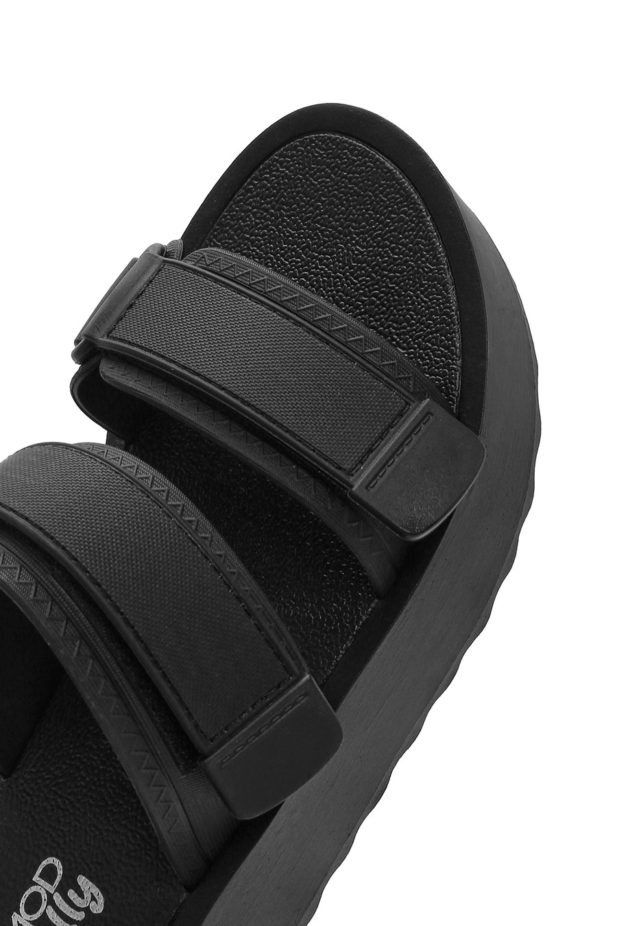 Women's Black Strappy Thick Soled Jelly Slippers