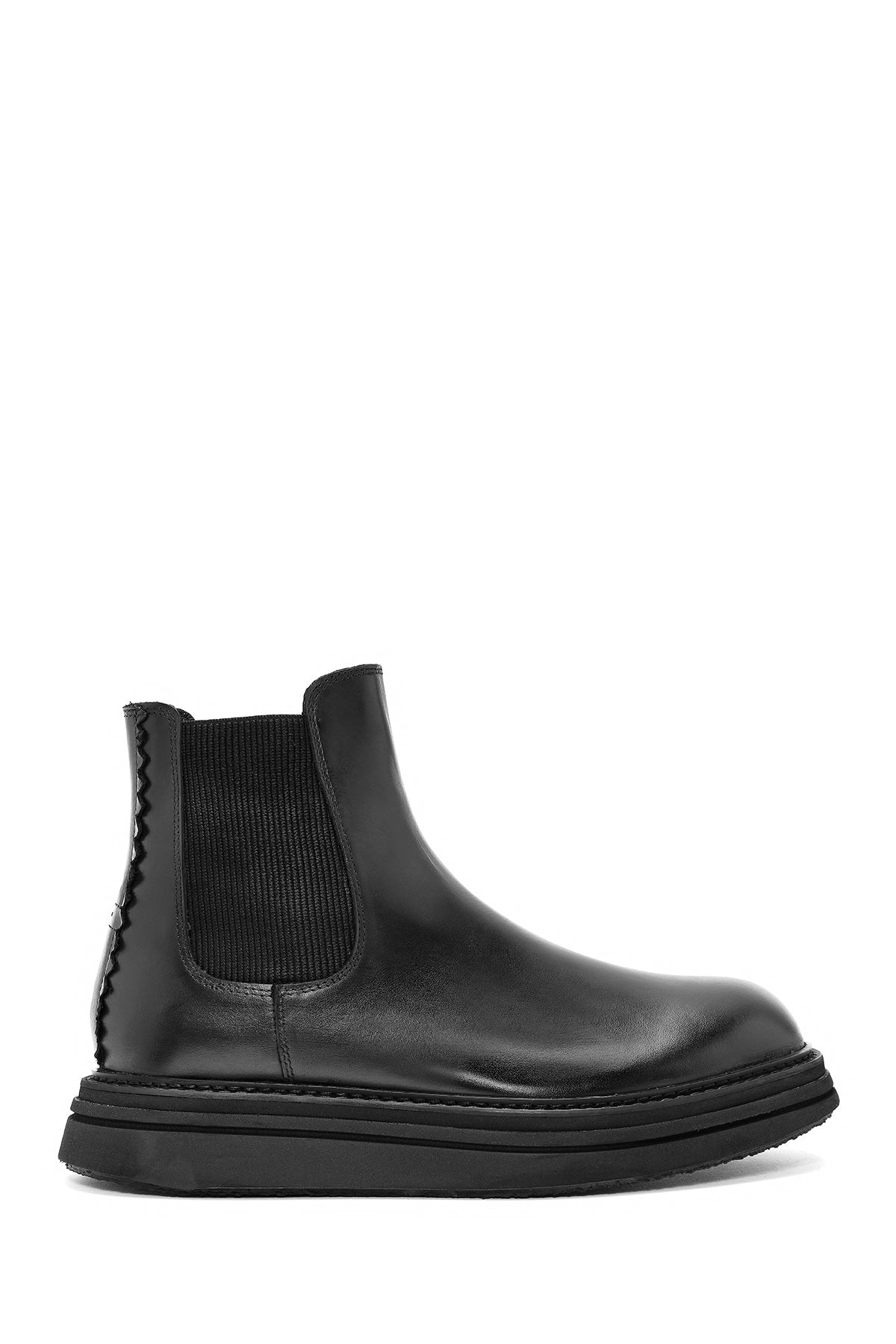 Men's Black Leather Chelsea Boots 24WFD641718 | Derimod