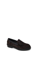 Woman Leopard Print Furry Leather Masculine Loafer | Derimod