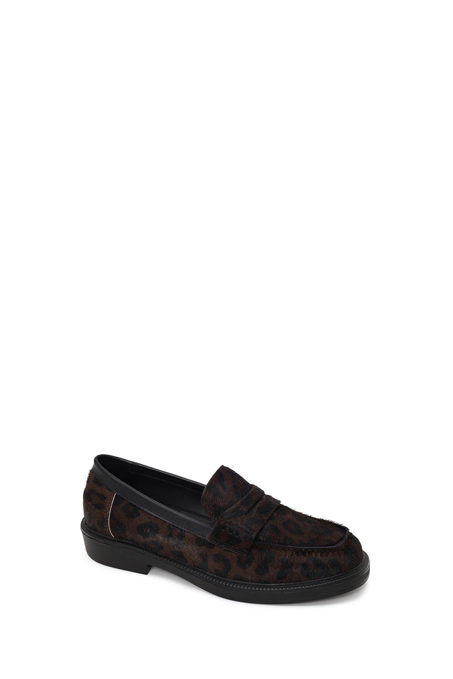 Woman Leopard Print Furry Leather Masculine Loafer