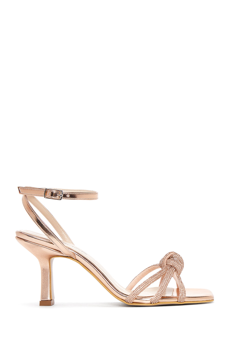 Women's Gold Ankle Buckle Stoned Thin Heel Sandals 25SFE3901TS | Derimod