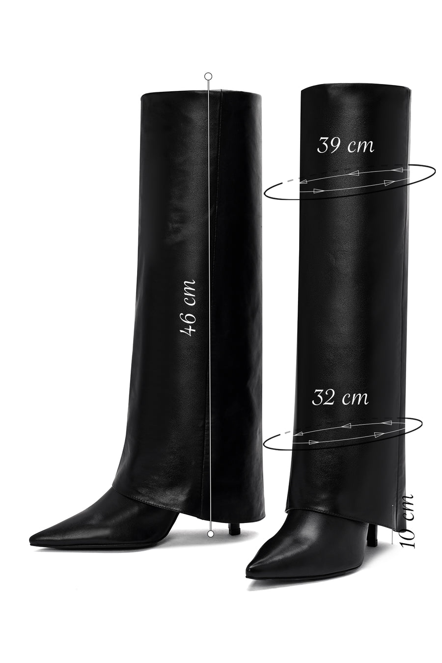 Woman Black Thin High Heels Leather Boot
