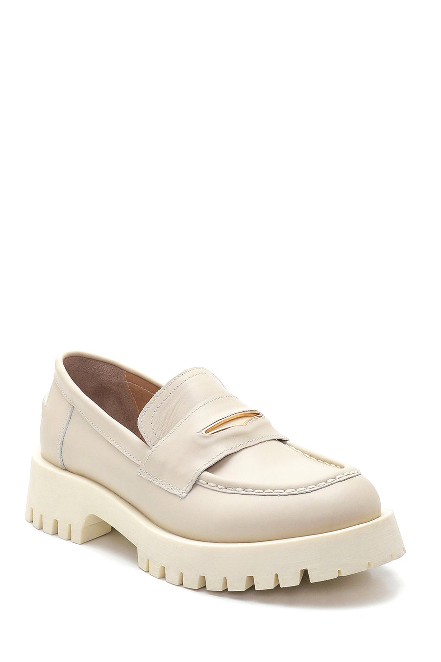 Women's Beige Leather Loafer