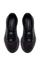 Woman Black Thick-Soled Leather Comfort Shoes | Derimod