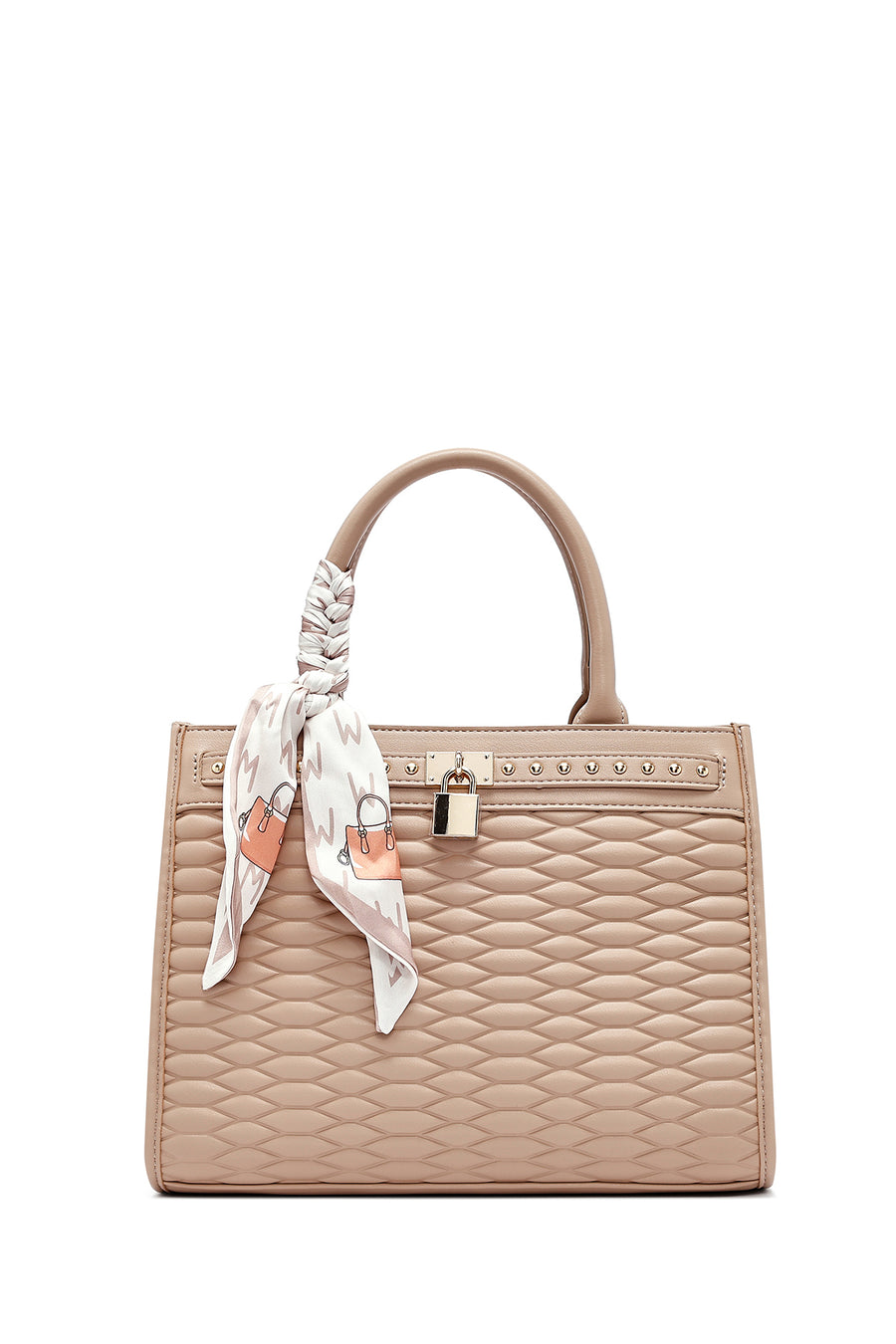 Women's Cream Long Strap Quilted Handbag