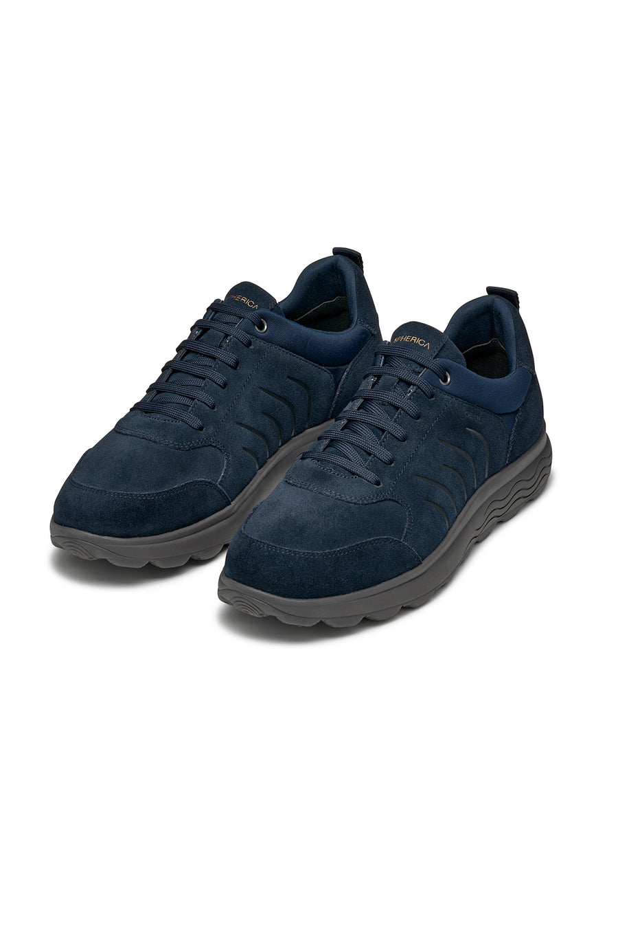 Geox Men's Navy Blue Spherica Lace-Up Suede Leather Sneakers