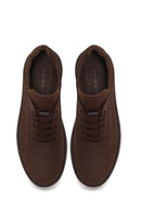 Erkek Kahverengi Bağcıklı Nubuk Deri Casual Sneaker | Derimod
