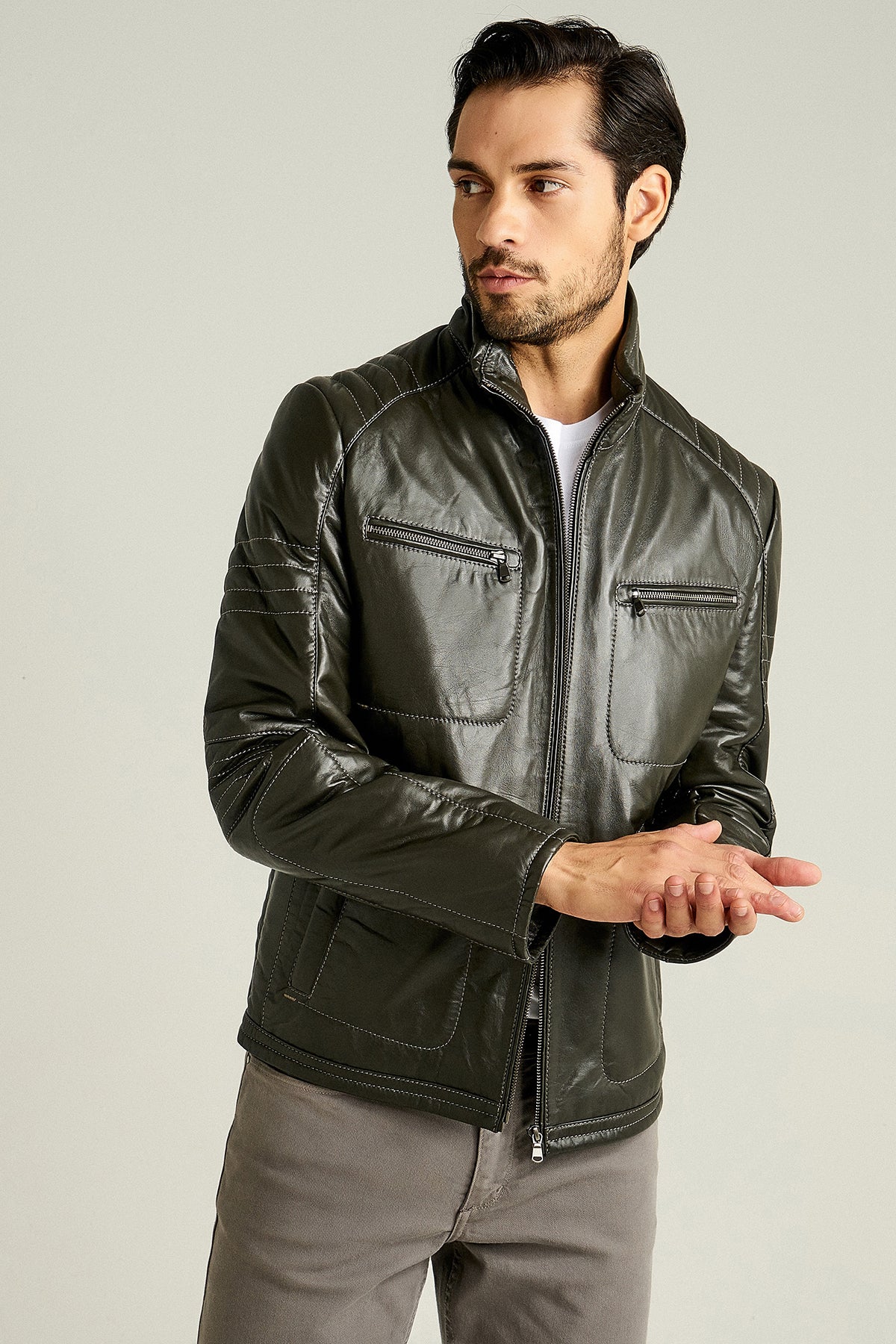 Bill Men's Green Coat 18WGE629547 | Derimod